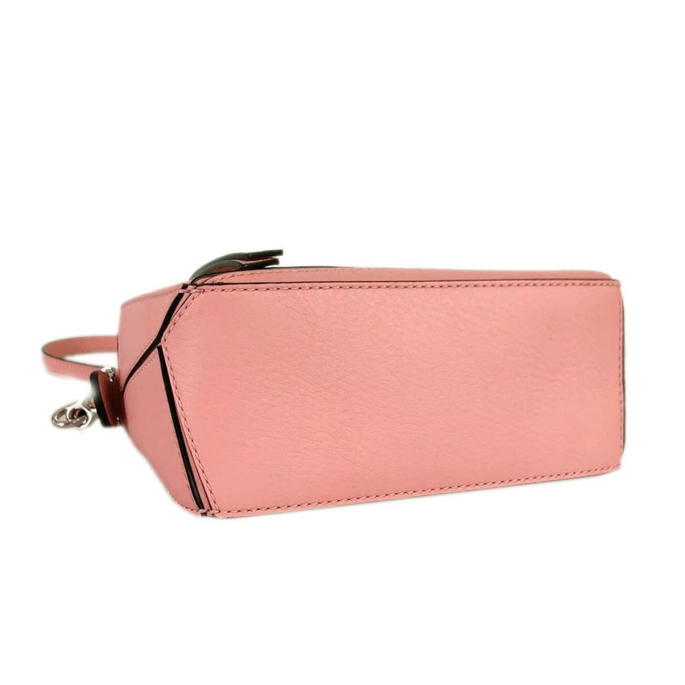 Loewe Leather Handbag Bag Shoulder Calf Pink Puzzle Pink